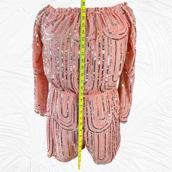 🎀 Main Strip Pink Sequin Romper, Barbie, NFR Fashion, Women’s Size Large, NWT - Picture 9 of 15
